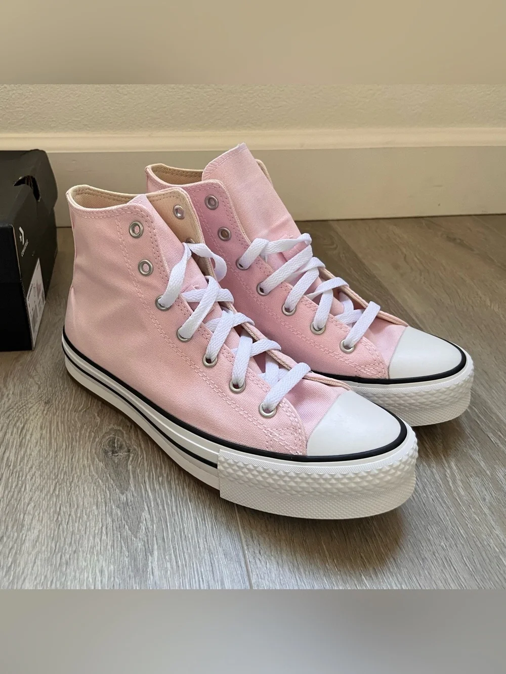 Converse Pink High-Top Canvas Sneakers with White Soles